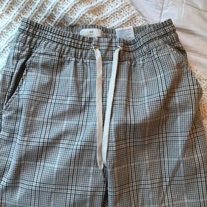 H&M Drawstring Skinny Plaid Ankle Pants 0